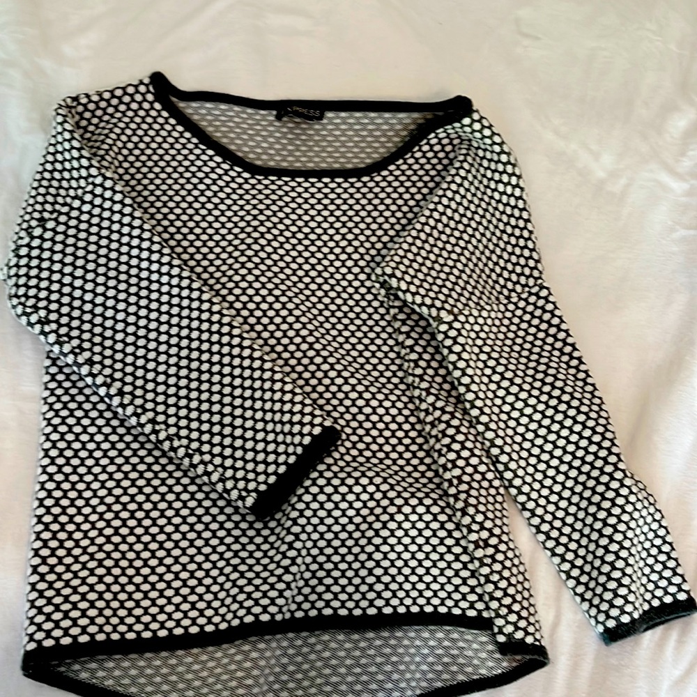 Express sweater, size small gray and white pattern